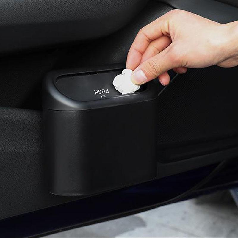Multi-function Car Trash Can Mini Hanging Storage Box With Lid Plastic Garbage Boxes For Seat Back Door Auto Interior Accessory