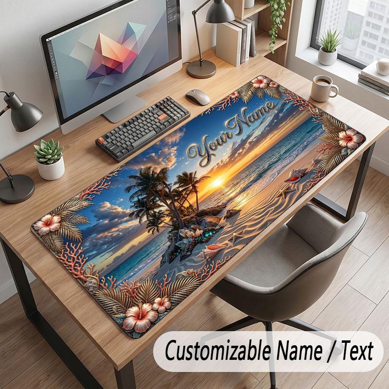 Octopus Sea Life Theme Customized Mouse Pad Personalized Print Name Text Desk Mat For Home Office Table Decor
