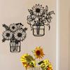Charming Sunflower Metal Wall Decor - Black Vase Wall Art. Stylish Wall Sculptures for Kitchen, Bathroom, and Indoor Spaces