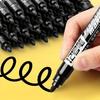5pcs Waterproof Permanent Markers, Large Capacity Black Ink, Oil-Based, Ideal for Office & Marketing Use