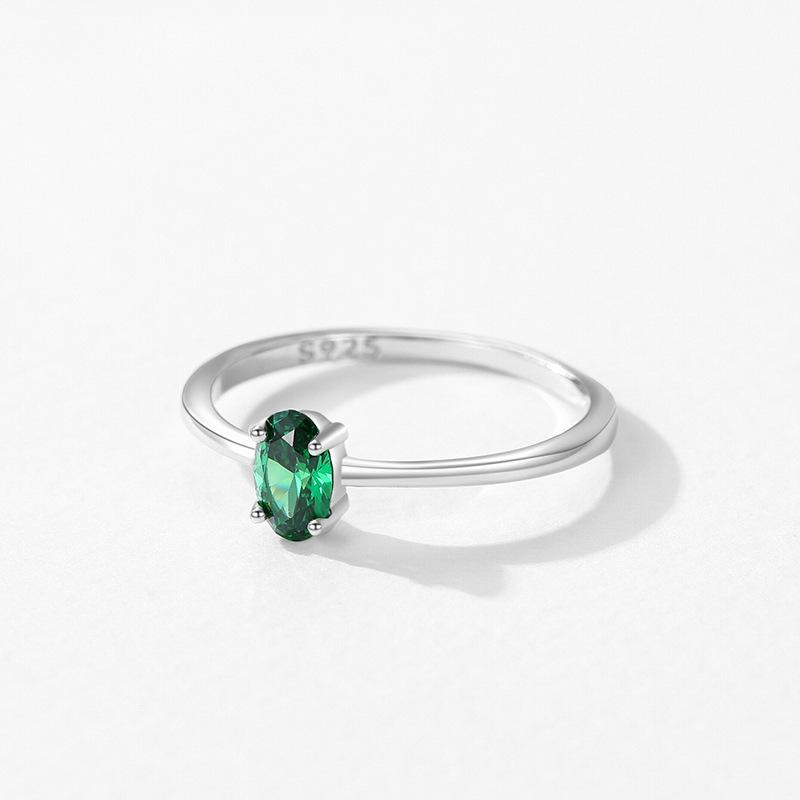 Ada Jewelry Joyas Серебро 925 Простое Дизайн Стерлинговое Серебро Зеленый Цирконий Женское Тонкое Кольцо Оптом