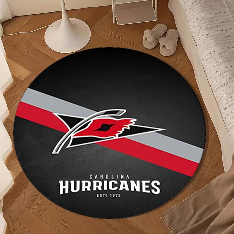 Hurricanes Team Spirit Round Rug for Livingroom,Bedroom, Palyroom, Chair Rug, Area rug, Circle Carpet, Large Size Decor Fan Christmas gift