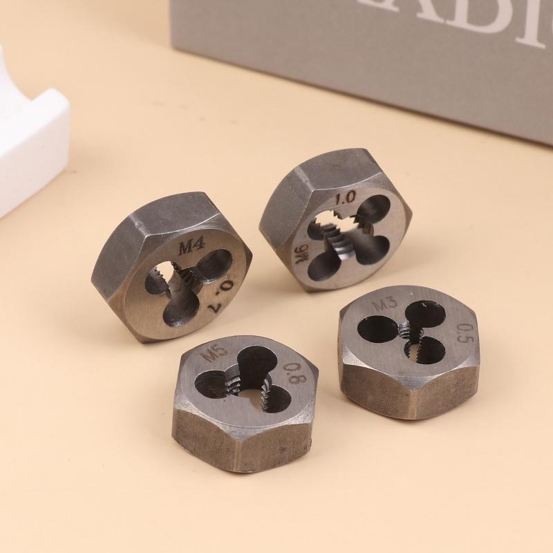 Метрическая резьба Шестигранная плашка Плашка для нарезания резьбы Винт Шестигранные плашки M3*0.5 M4*0.7 M5*0.8 M6*1.0 Ручные плашки для нарезания резьбы