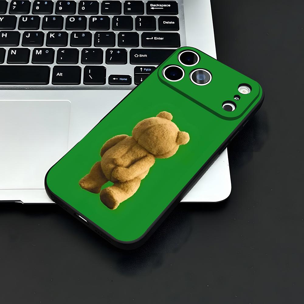 Чехол для телефона Тэдди Б-Бер для iPhone 17 Air 16 E Pro Max 15 14 13 Mini 12 Pro 11 Max Plus Черный Мягкий Корпус