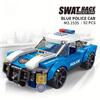 100+PCS Building Blocks Kit Toys Blue Police Car Toys Gift Police Series Car Children Adult Happy Gift