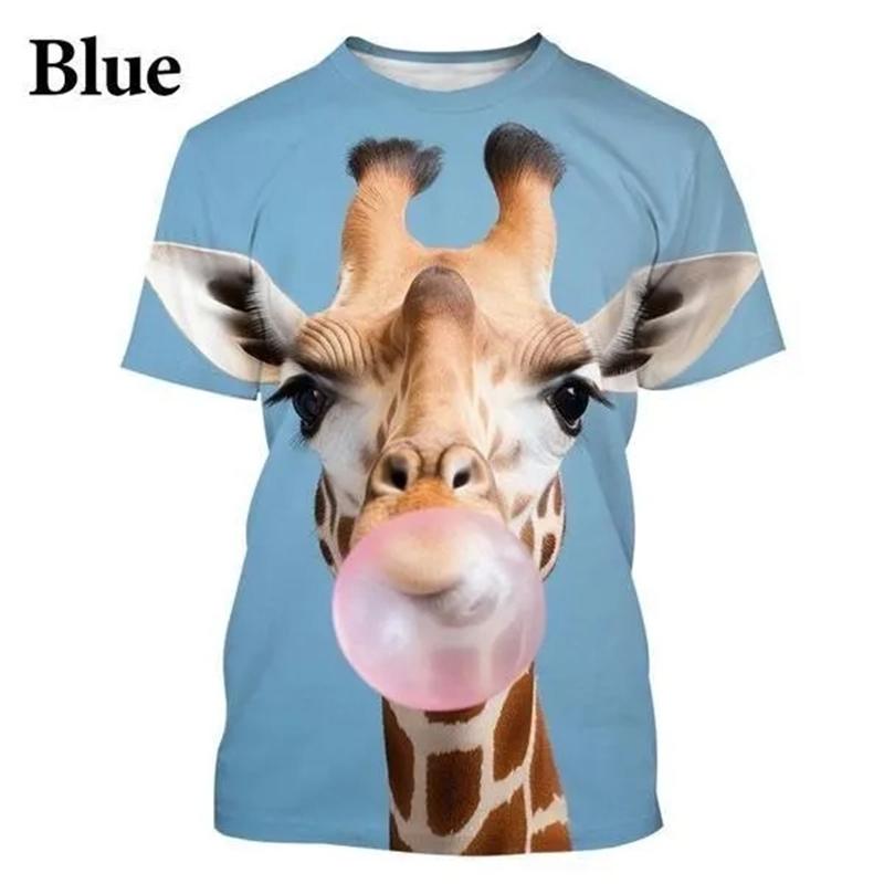 Funny Giraffe 3D Printed Men's T-shirt Cartoon Animal Hip Hop Casual Street Men's And Women's T-Shirt Tops