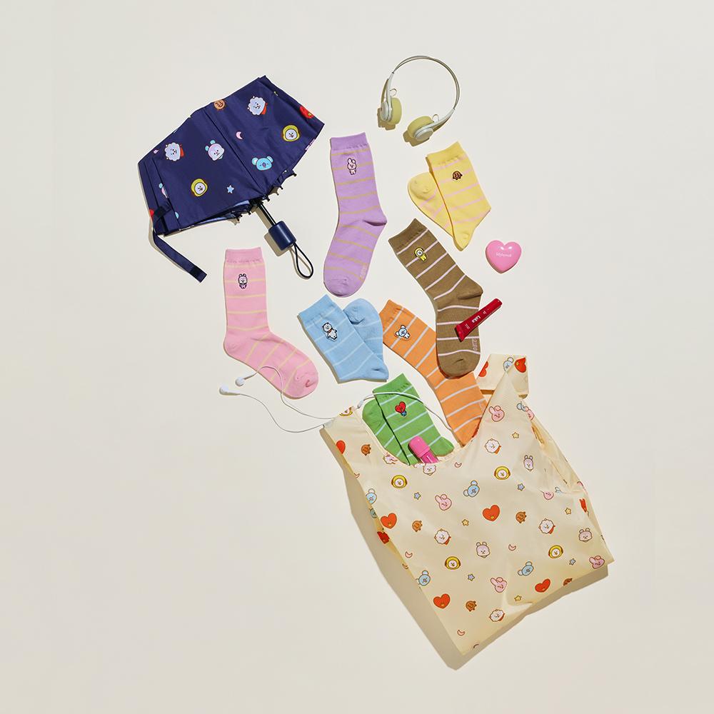 [[LINE FRIENDS] Носки BT21 Basic в полоску