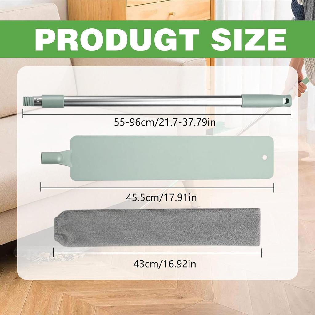 Retractable Gap Dust Cleaning Tool With 2 Microfiber Dusting Cloths,Flat Duster With Extension Pole,Extendable Microfiber Duster With Bendable &
