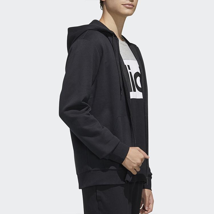 adidas Вязаная повседневная спортивная куртка с капюшоном, мужская верхняя одежда, черная FL8591