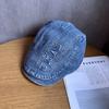 Retro Denim Letter Beret Hat With Wide Brim For Women Streetwear Everyday Use