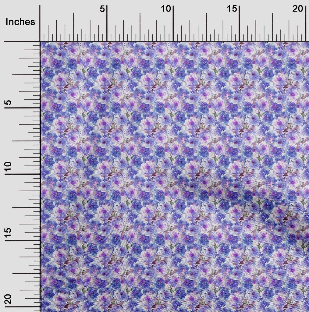 oneOone Cotton Flex Medium Blue Fabric Floral Quilting Supplies Print Sewing Fabric By The Yard 40 Inch