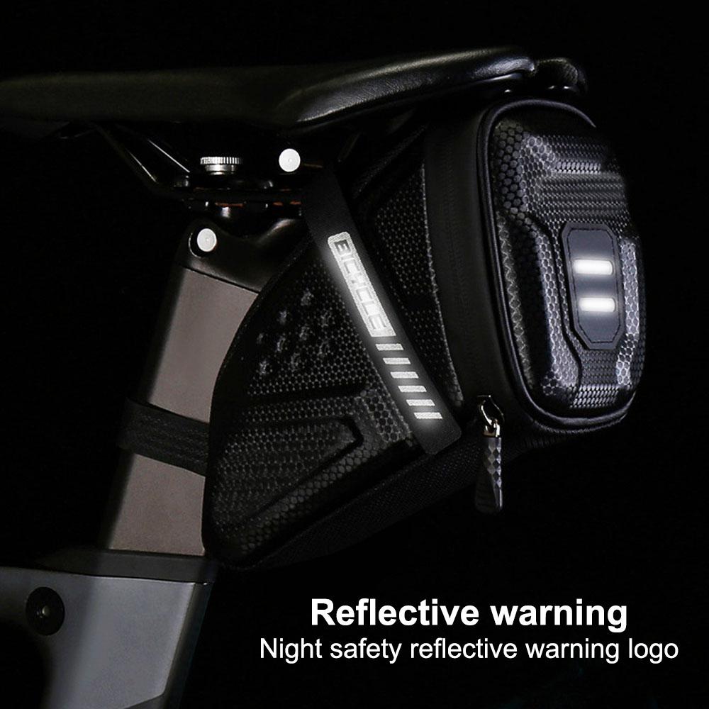 Bicycle Tail Bag Hard Shell Reflective Strap Waterproof Material Bike Saddle bag Large Capacity Cycling Seat Tail Rear Pouch