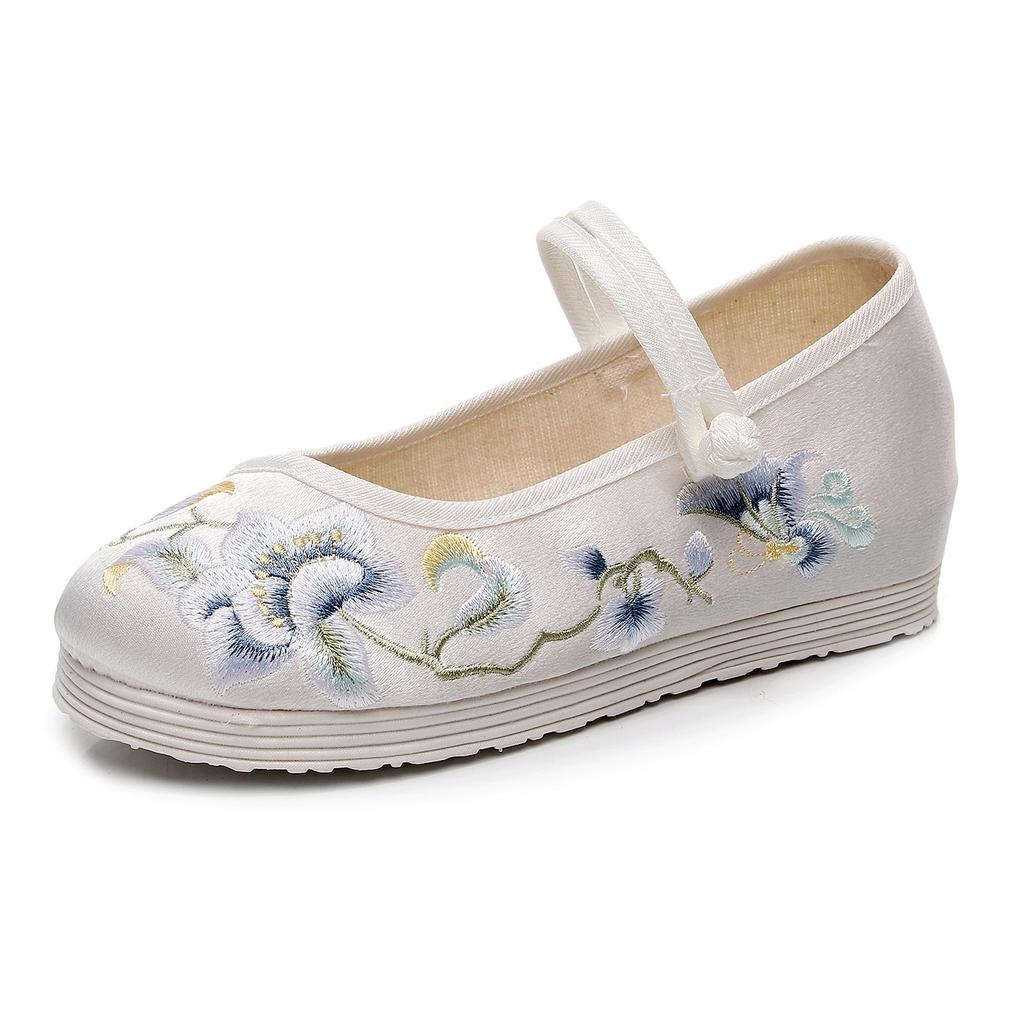 [Wan Qing] 2024 Summer New Ancient Style with Ancient Embroidered Women's Shoes Hanfu Shoes Inner Height Increase Women's Shoes Bow Shoes