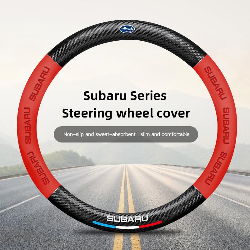 Car Leather Carbon Fiber Steering Wheel Cover Non-slip Car Interior For Subaru STI XV BRZ Smart Legacy Levorg Mpreza WRX Tribeca et4