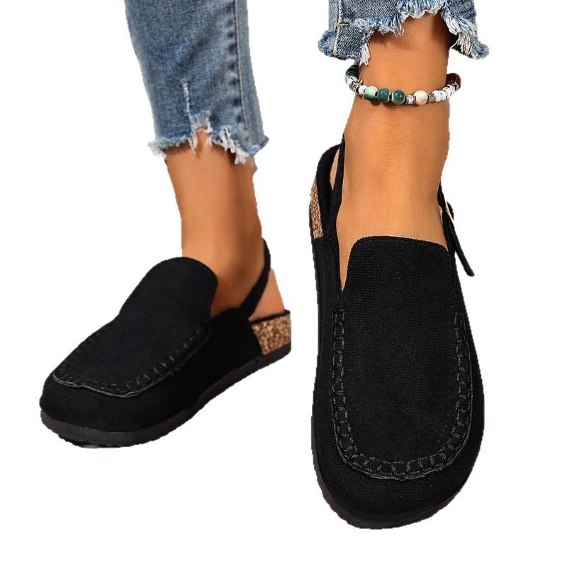 Новая женская обувь с большим носком и открытой пяткой, удобная замша на мягкой подошве, ретро-стиль