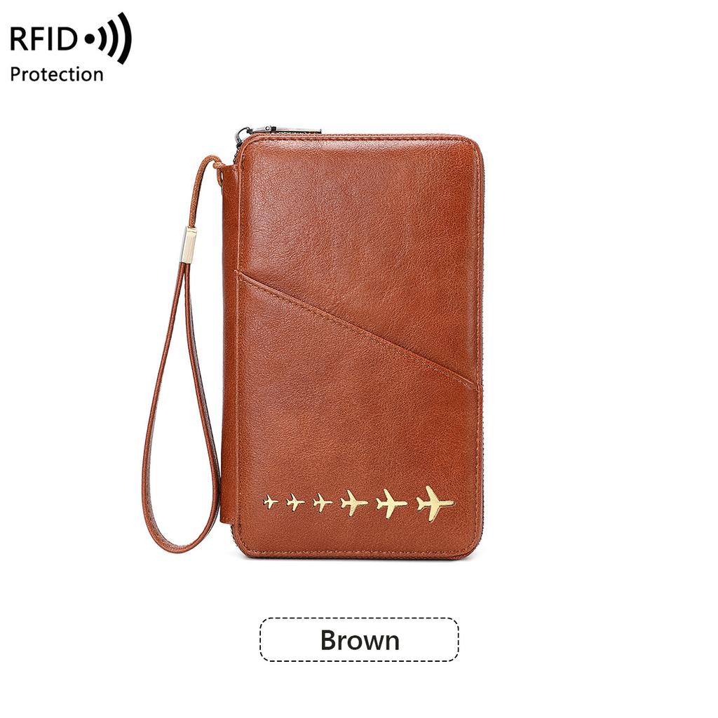 Популярный Креативный Держатель для Паспорта с Рисунком Самолета, RFID-Защитой от Кражи, Длинной Молнией, Модный Кошелек для Хранения Документов и ID-Карты