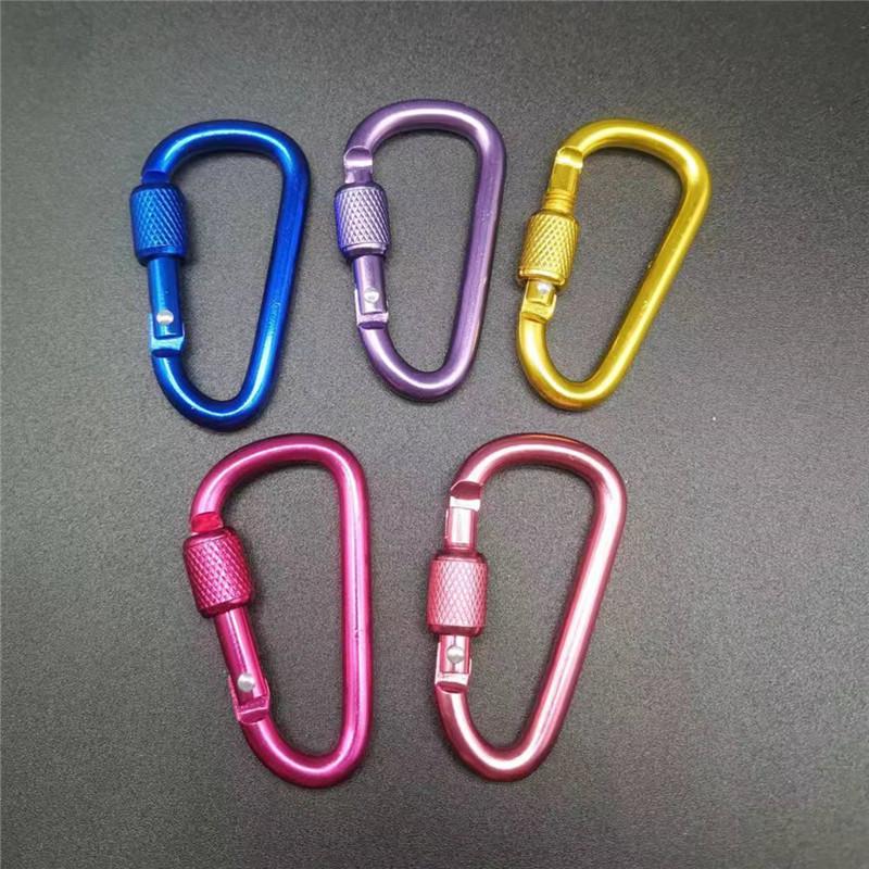 Outdoor Aluminum D Shape Locking Carabiner Keychain Backpack Clip Rope Hook for Camping Hiking Gear Accessories