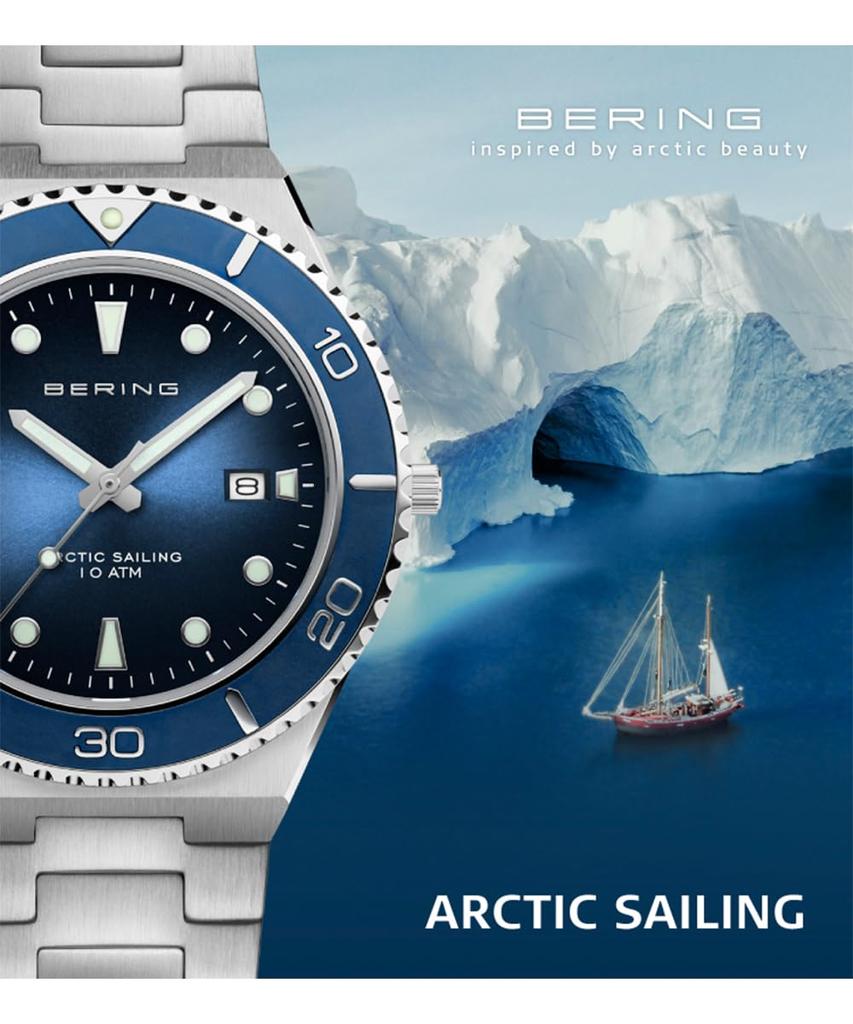 Часы BERING Коллекция Arctic 18940-707 Унисекс Аналоговые Кварцевые Браслет из звеньев сапфировое стекло