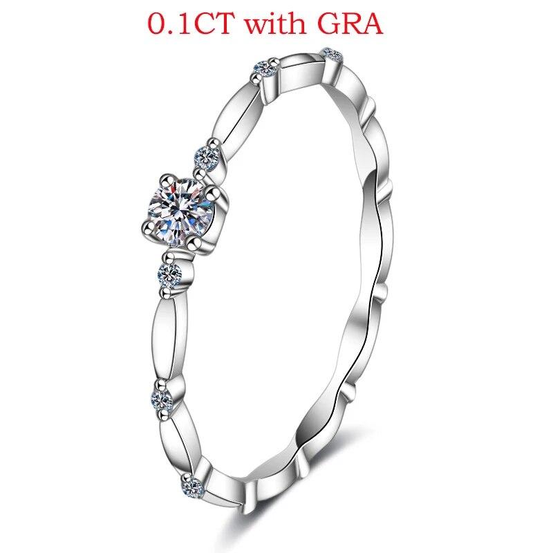 0.056-0.1CT 3mm VVS Moissanite Stackable Rings for Women Female Wedding Band Match Diamond S925 Sterling Silver Jewelry