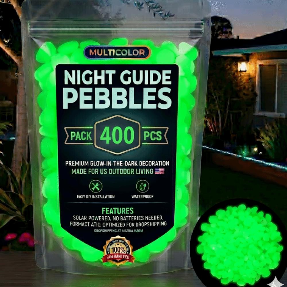 400Pcs Resin Glow in The Dark Garden Stones Waterproof Night Guide Pebbles Garden
