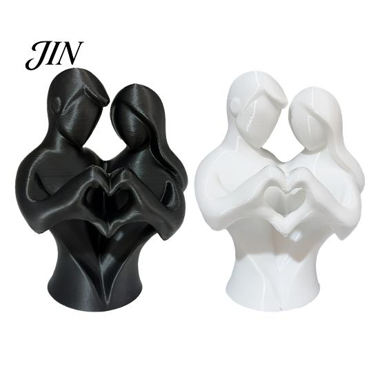 Non-fading Couple Figurine 3D Printed Heart Statue, Abstract Minimalist Lovers Embrace Figurine, Romantic Desktop Molded Statue Decor for Living Room