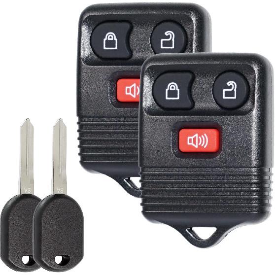SUPALAND Remote Key Fob Kit Fit for Ford F150 F250 F350 Ranger Explorer Expedition Escape Econoline Lincoln Mercury Mazda Uncut Transponder Ignition