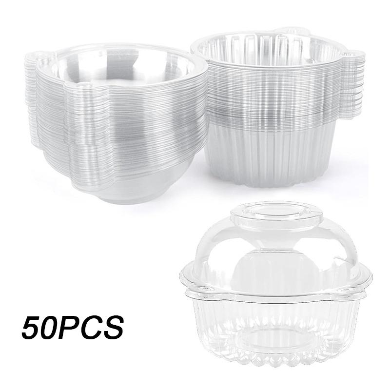 10/50 шт. с крышками, прозрачная упаковка для десертов на день рождения, держатель для кексов, свадебный контейнер для пончиков, кексов, тортов, десертов