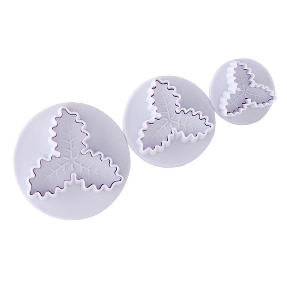 Christmas Holly Leaf Plunger Cutter Holly Leaves Fondant Mold Cutter Christmas Party Cake Cupcake
