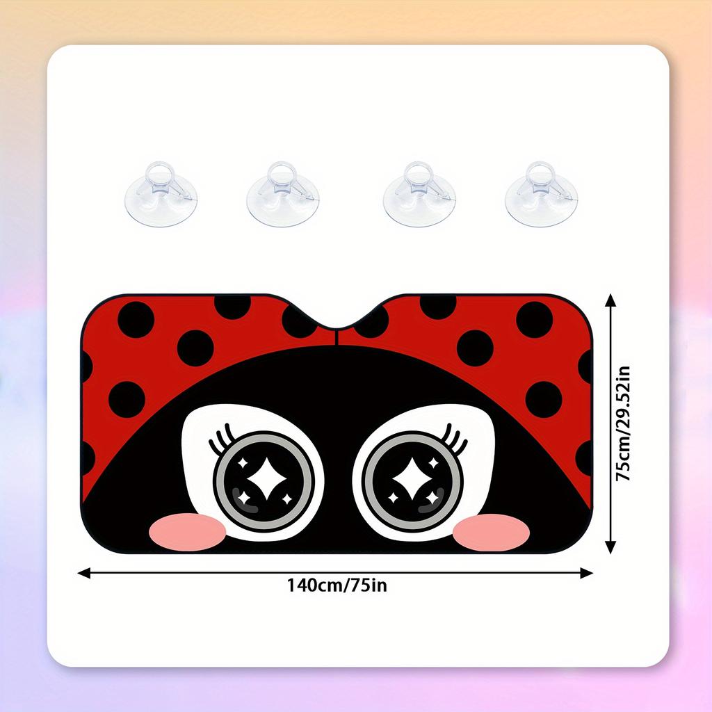 Cute Ladybug Car Windshield Sunshade Red Black with White Dots Foldable for Cars Auto Accessory Car Sunshade Front Windshield