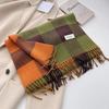 2024 New Classic Color Warmth Simplicity Blocked Small Checkered Scarf Shawl Suitable for Both Men and Women