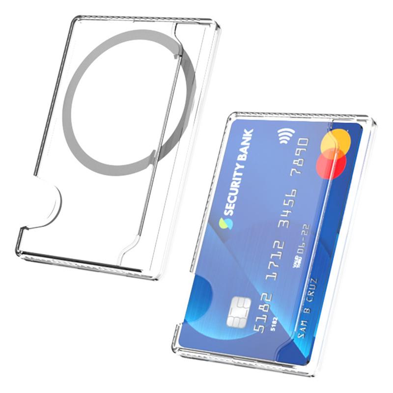 Transparent Magnetic Phone Card Case Back Cover For Iphone 12 For Magsafe For Samsung Xiaomi Huawei For Id Card Bank Card