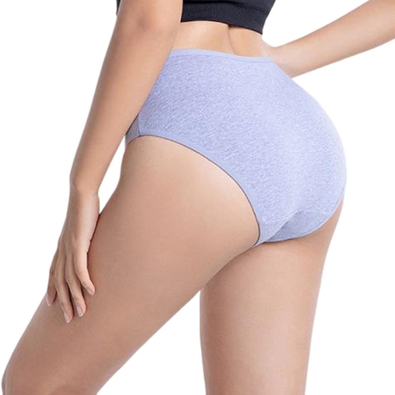 Women's Solid Color Cotton Mid-high Waist Briefs Elastic Waistband Unrestrained Perfect Hip Wrap Charming Panties