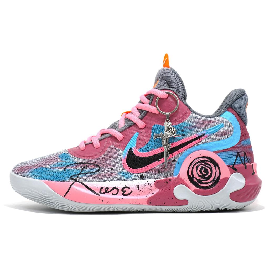 Nike KD Trey 5 IX Амортизирующие Нескользящие Износостойкие Дышащие Средние Баскетбольные Кроссовки Унисекс Синие Розовые CW3402-011(Команда628-)