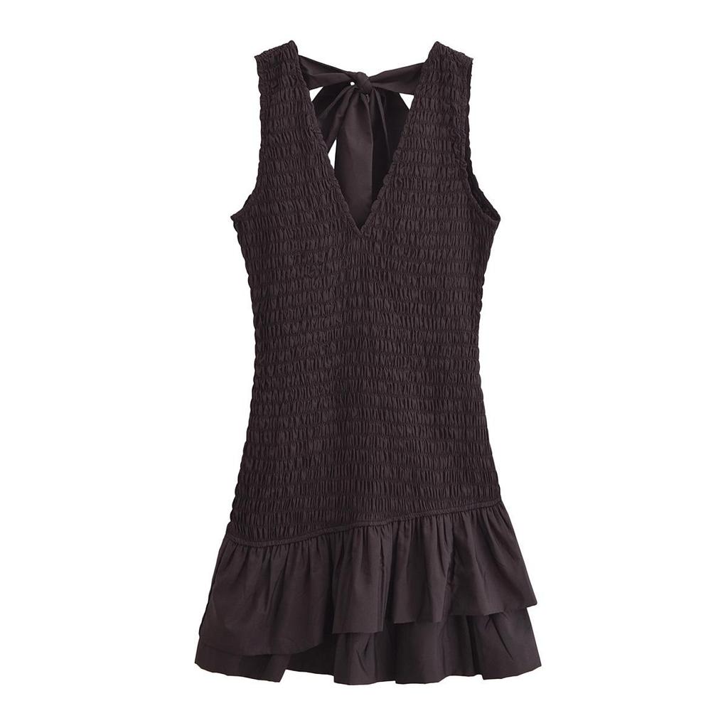 2024 Women's European & American Style Poplin Layered Short Dress