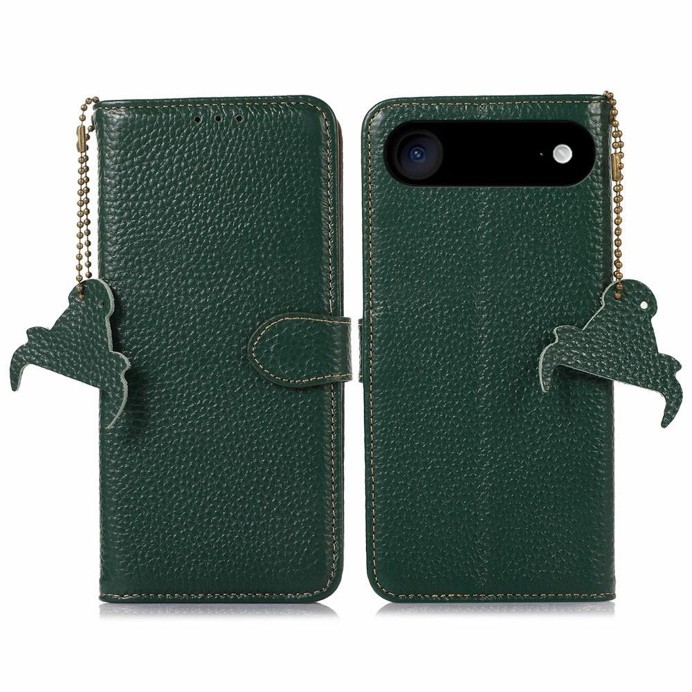 For iPhone 17 Air Case RFID Blocking Genuine Cow Leather Phone Cover Litchi Texture