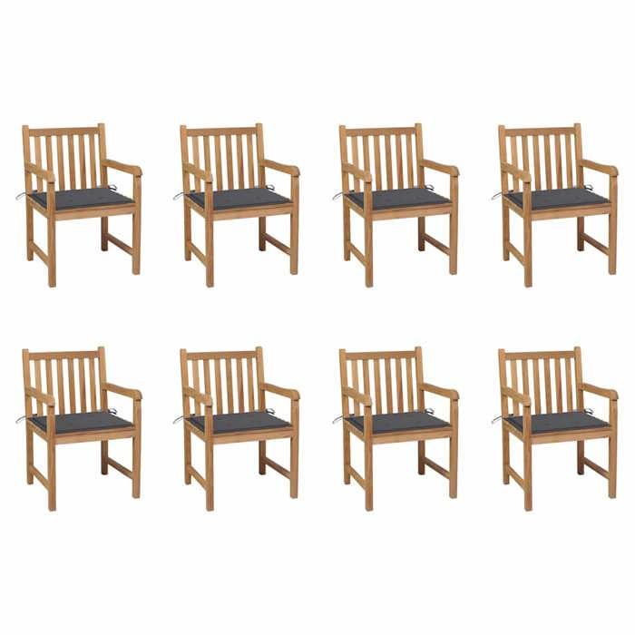 Maison Exclusive - Chaises de jardin lot de 8 avec coussins anthracite Bois teck