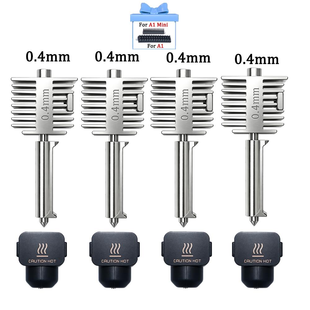 Hotend Kit For Bambu Lab A2L/A1/A1 Mini Hot End Assembly 0.2/0.4/0.6/0.8mm Hardened Steel One-Piece Nozzle For A1 3D Printer