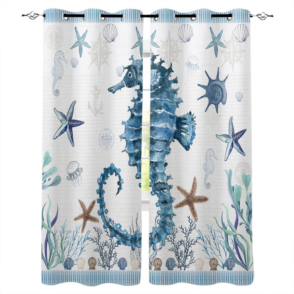 Sea Turtle Ocean Creature Landscape Blackout Curtains For Living Room Bedroom Window Treatment Blinds Drapes Kitchen Curtains