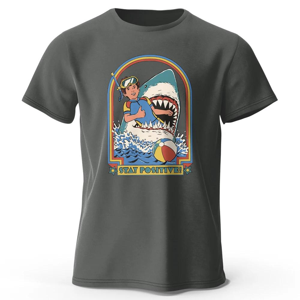 Stay Positive Printed 100% Cotton Classic Vintage Funny T-Shirt for UnisexSportswear Tops Tees