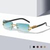 Fashion Rimless Sunglasses Women Men Cheetah Decoration Rectangular Brand Designer Sun Glasses