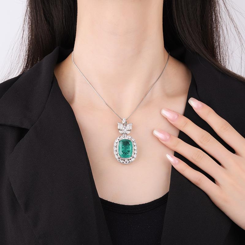 Jewelry Copper Bottom Gold-Plated Simulation Treasure Bow Temperament Luxury Pendant Necklace Main 15 * 20