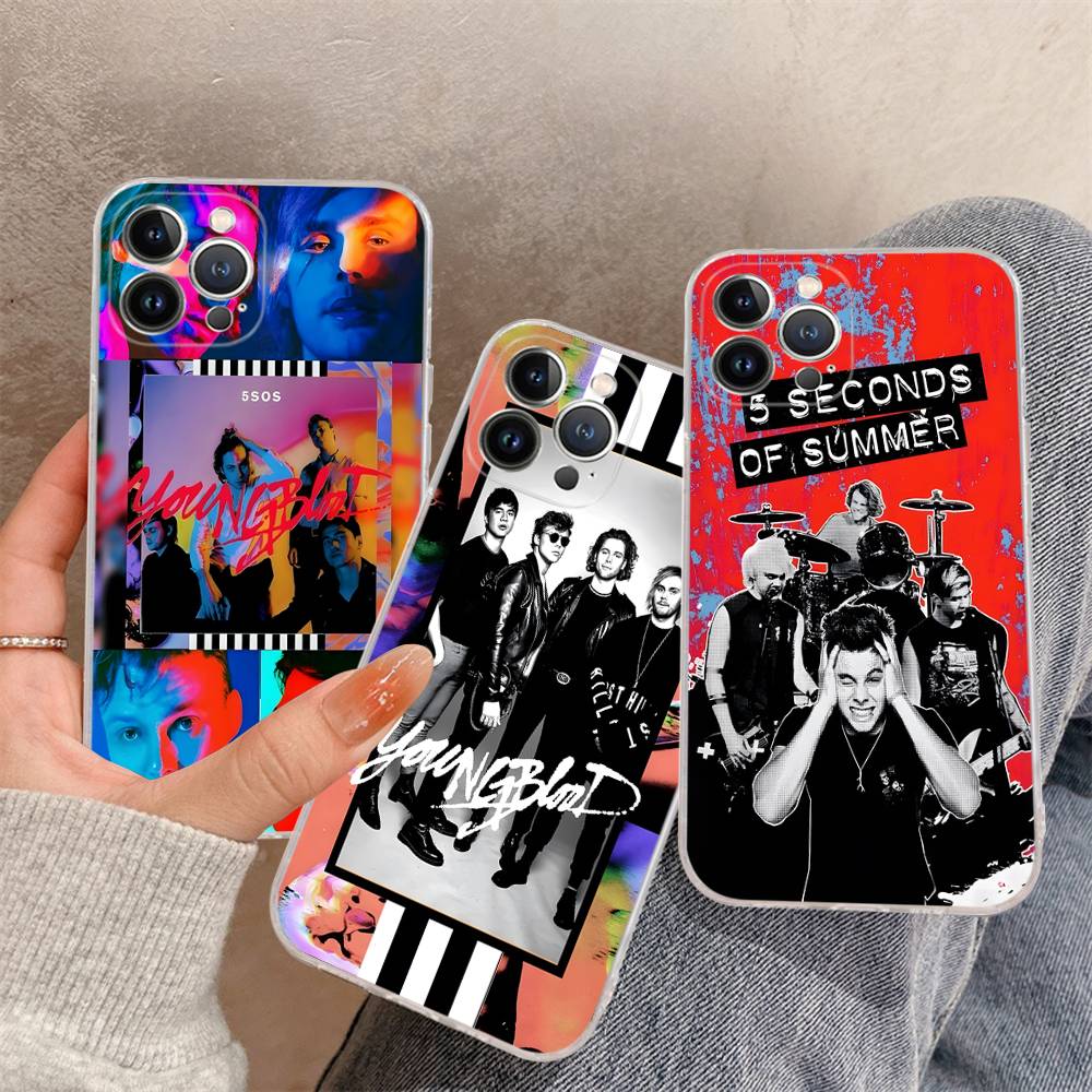 Прозрачный чехол Seconds-of-Summers-5SOS для iPhone 11 12 13 14 15 16 17 Air Pro Max Plus Mini Ударопрочный чехол