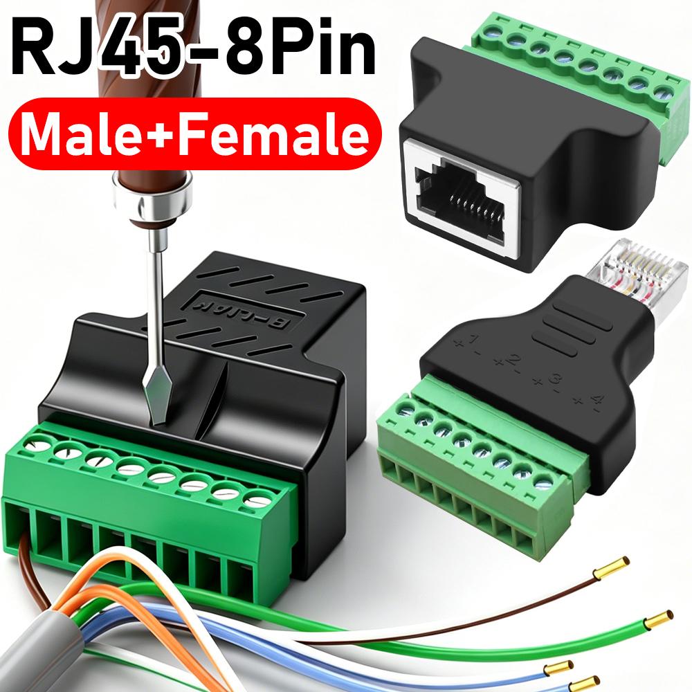 RJ45 на 8-контактный винтовой клеммник, штекер/гнездо, 8P8C, RJ45, болтовой винтовой разъем для Cat7 Cat6 Cat5, удлинитель Ethernet, сетевой адаптер