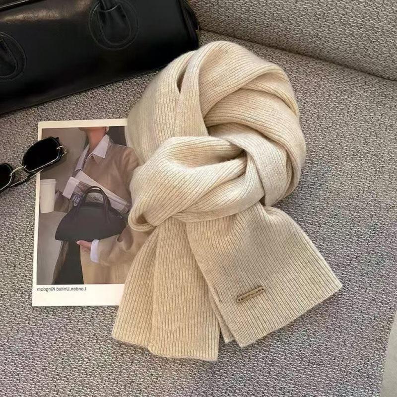 Autumn and winter new trend solid color versatile scarf knitted wool Korean fashion warm versatile solid color knitted model