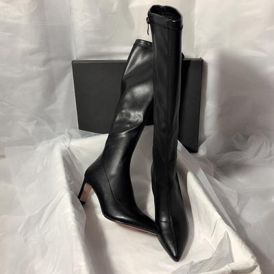 Высокий каблук темперамент остроносые тонкие сапоги рыцарь ретро высокие сапоги корейская версия универсальные но сапоги до колена