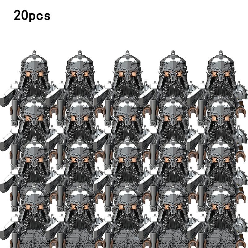 20 шт., группа средневековых рыцарей, строительные блоки, военные фигурки, аксессуары, детали модели воина, игрушки «сделай сам» для детей