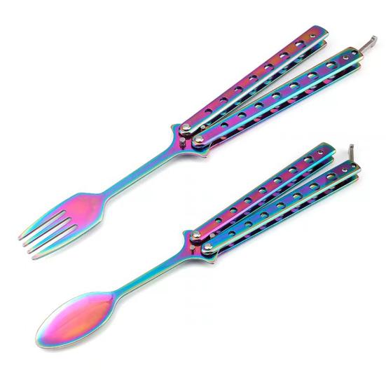 Набор вилок и ложек-бабочка из нержавеющей стали, складные ложки и вилки-бабочки, набор столовых приборов для путешествий, кемпинга, охоты, барбекю, кухни