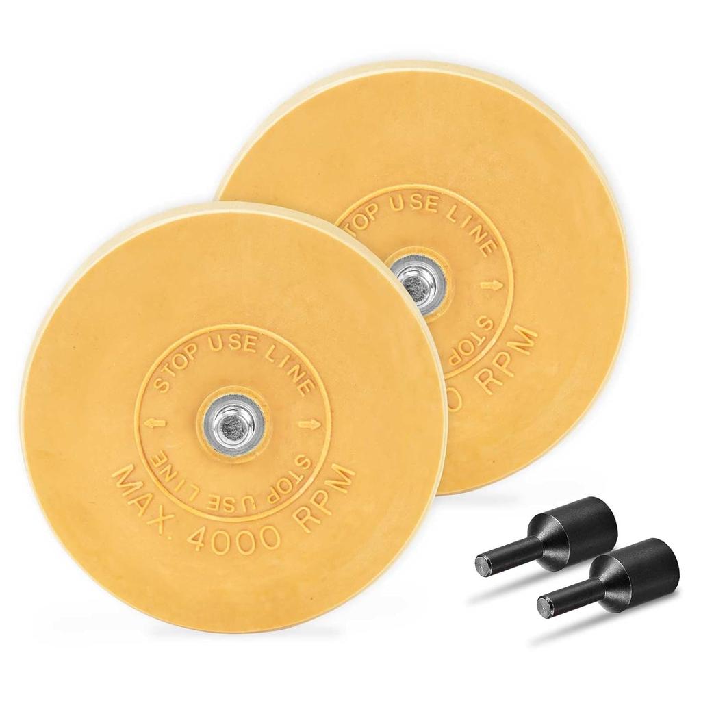 EWK 2 Pcs Serrated + Round Decal Eraser Wheel, Rubber Remover Wheel for Grinder, Ideal for Adhesives, Ptripes, and Decals Removal