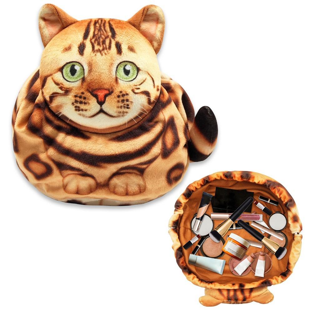 New Cat Shaped Drawstring Makeup Bag Drawstring Portable Cat Makeup Bag Waterproof Cosmetic Pouch Bag Travel Use