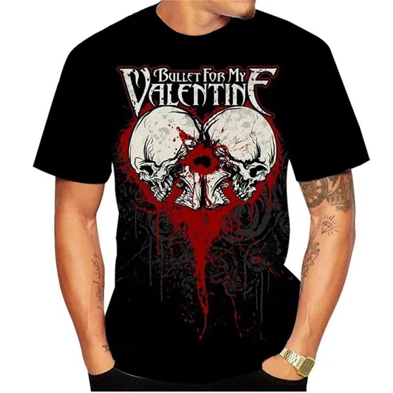 Летние топы Bullet For My Valentine футболки металлическая рок-группа с 3D принтом для мужчин и женщин Повседневная модная футболка большого размера с коротким рукавом